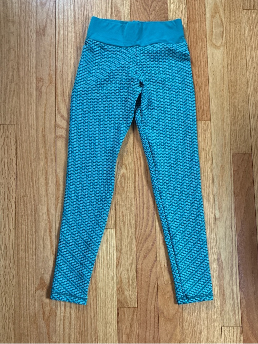 Tik Tok Textured Teal High-Waist Leggings
